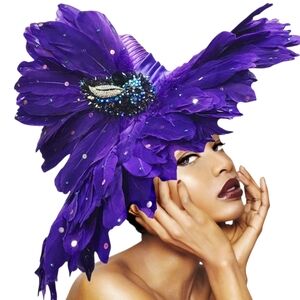 Elegant Purple Feathered Headpiece